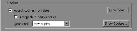 Cookie settings for Firefox